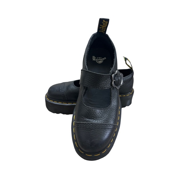 Dr. Martens ADDINA Flower Women’s Buckle Leather Platform Shoes Black Size 7 - Picture 3 of 14